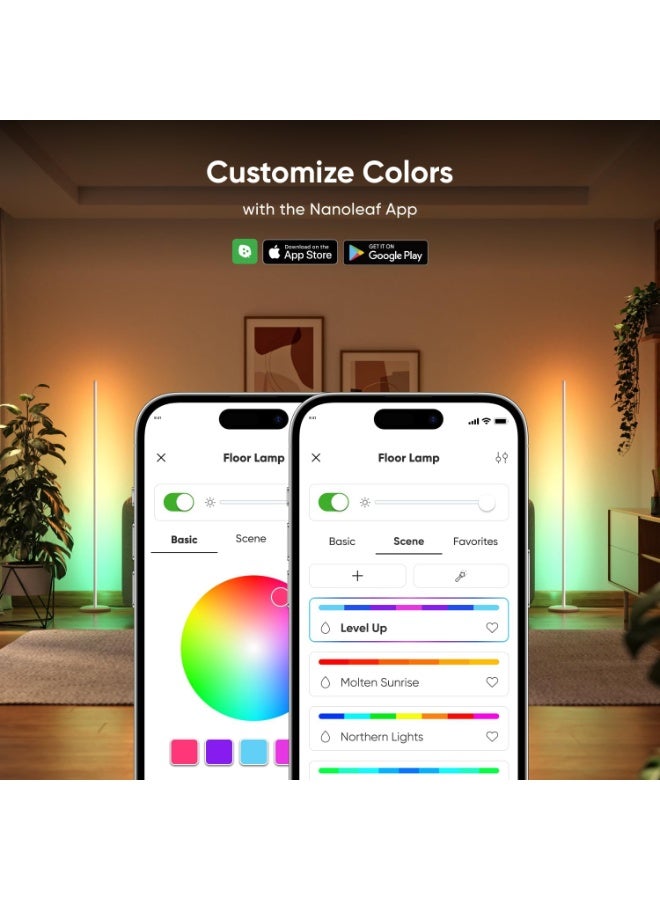 Nanoleaf طقم مصباح أرضي | مصباح LED ذكي متعدد الألوان، ضوء ساطع وحيوي، تحكم عبر تطبيق WiFi مع ميكروفون، 25,000 ساعة، مناسب للصالات، غرفة المعيشة، غرفة النوم، تناول الطعام، الدراسة، الاسترخاء - أبيض - Image 3